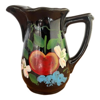 Vintage Ceramic Pitcher Floral Motif For Sale