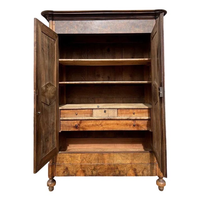 Louis Philippe Burgundian Wardrobe in Walnut For Sale