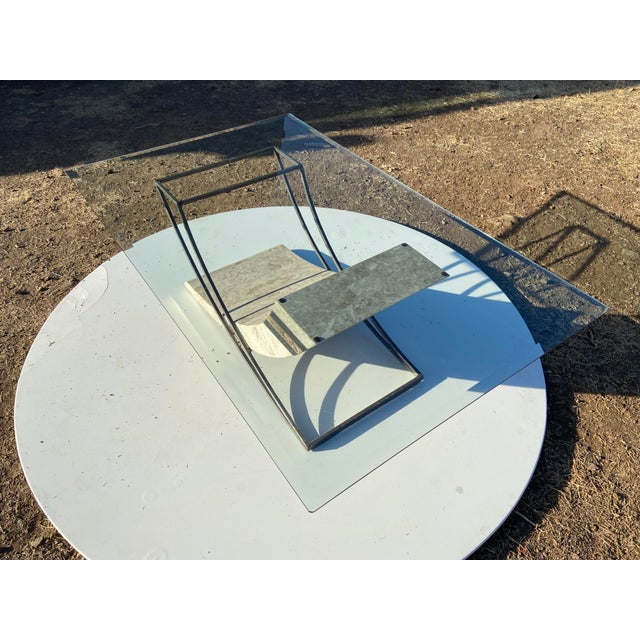 Vintage Postmodern Tessellated Stone & Glass Sculptural Coffee Cocktail Table For Sale - Image 9 of 17