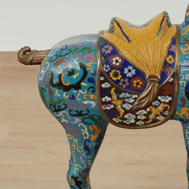 Pair of Vintage Chinese Cloisonne Horses For Sale - Image 14 of 18
