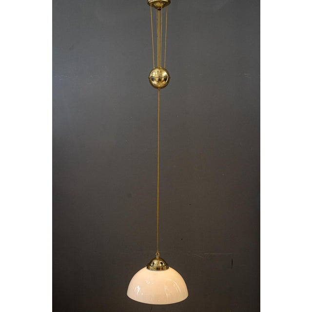 Adjustable Pendant with Opal Glass Shade, Vienna, Austria, 1920s For Sale - Image 4 of 13
