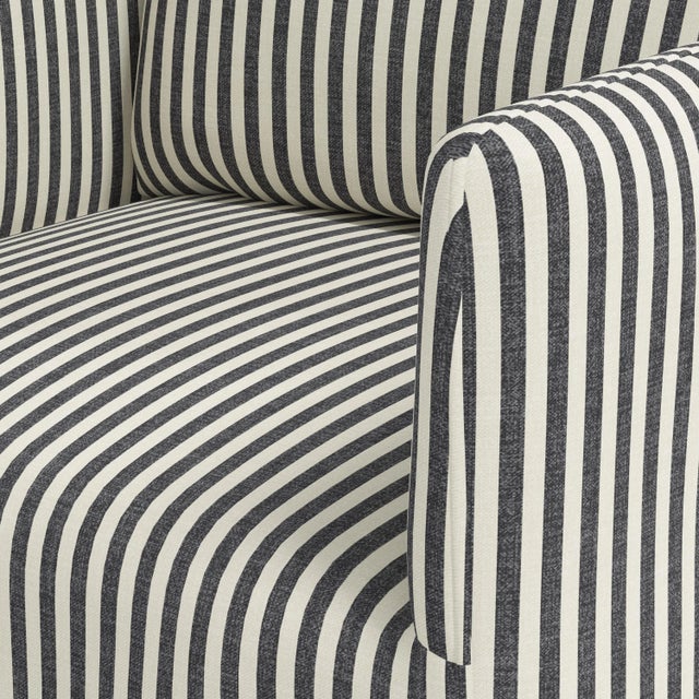 Blue Stoffer Home x Cloth & Company Lindy Slipcover Dining Arm Chair in Jane Stripe Carbon For Sale - Image 8 of 8