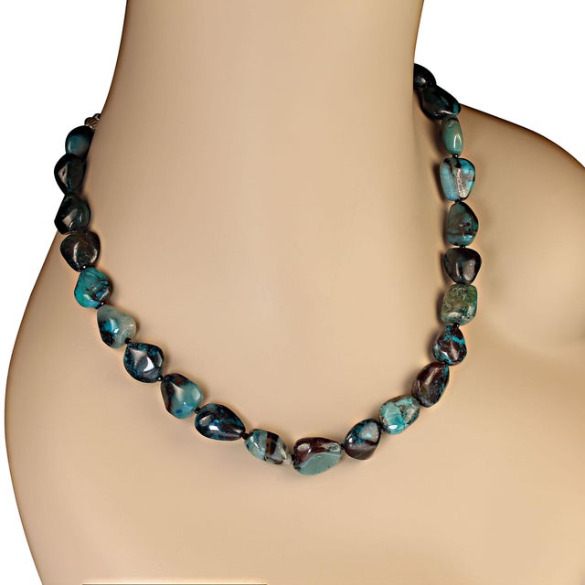 Ajd 20 Inch African Azurite Freeform Nuggets With Sterling Silver For Sale - Image 4 of 4