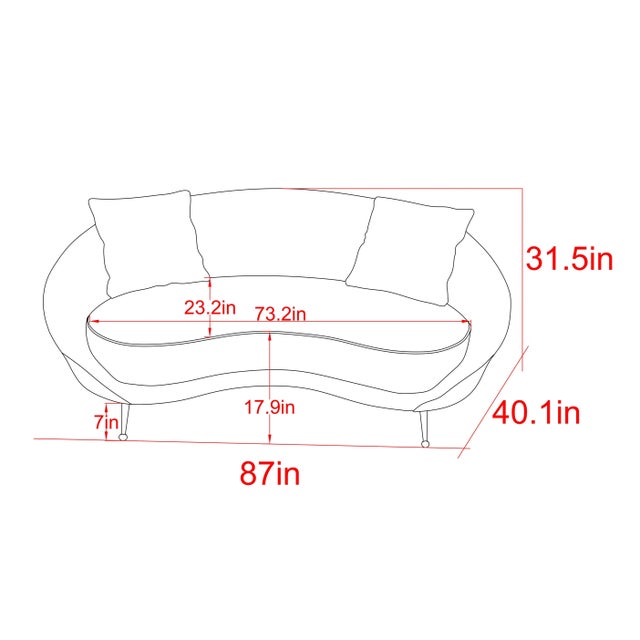 Metal Pasargad Home Luna Collection Textured Grey Fabric Curved Sofa For Sale - Image 7 of 8