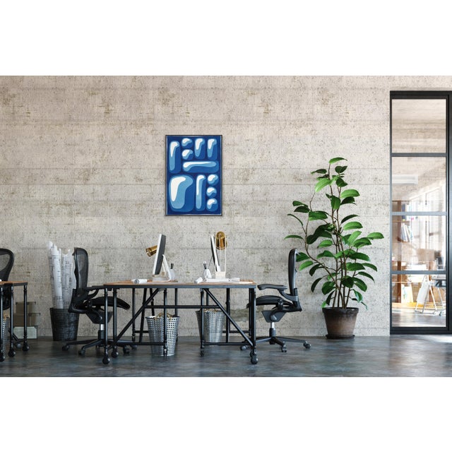 Paper Pieces of a Set, Handmade Monotype Cyanotype in Blue Tones, Abstract Geometric Print on Watercolor Paper by Kind of Cyan For Sale - Image 7 of 8