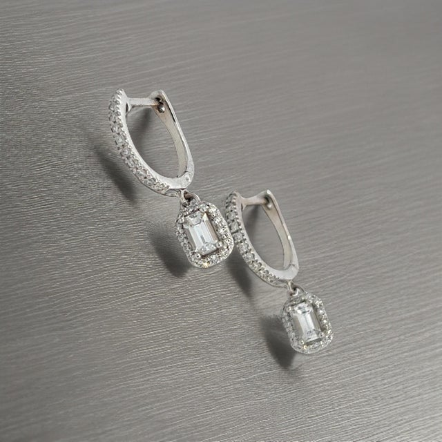 Natural Sapphire Diamond Dangle Earrings 14k WG 1.16 TCW Certified For Sale - Image 12 of 12