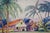 Late 20th Century Talbot Southeast Asian Fishing Village Watercolor on Silk Painting 27" For Sale - Image 11 of 11