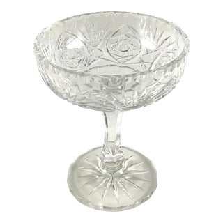 1980s Cut Glass Compote For Sale