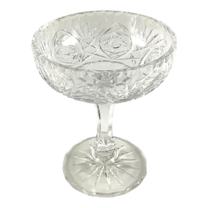 1980s Cut Glass Compote