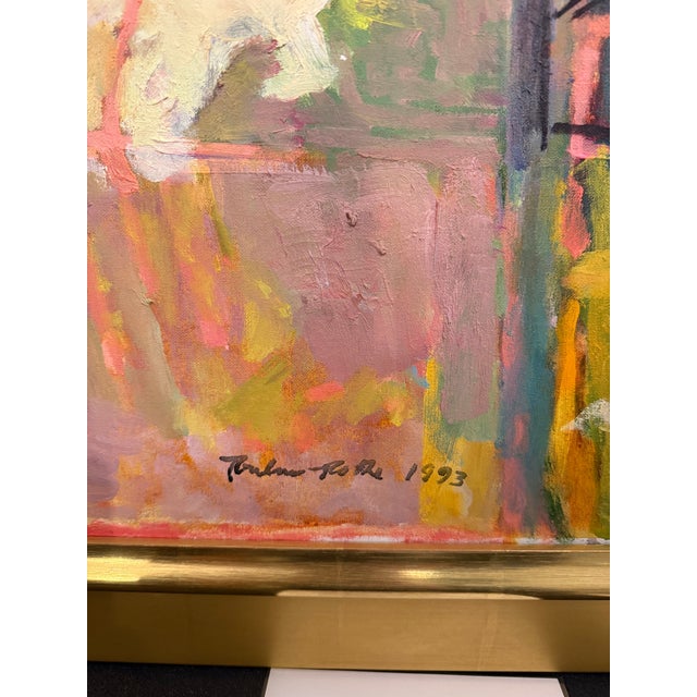 "Garden Gate" by Ann Toulmin Rothe Silvermine Guild New Canaan Artist 38.5 X 50.5 For Sale - Image 10 of 11
