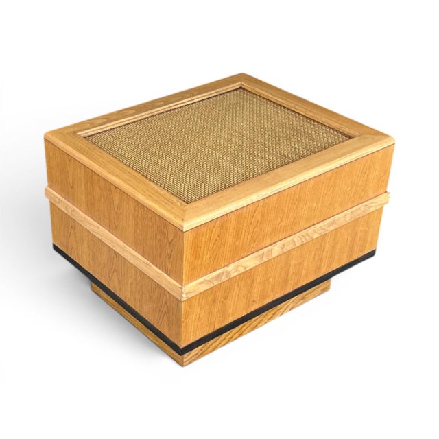Wood Pair of 1960s Scandinavian Modern Oak End Tables With Rattan Tops For Sale - Image 7 of 15