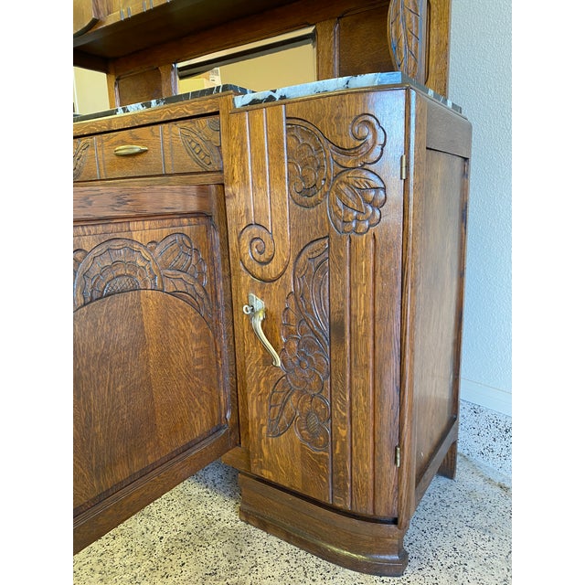 1920s Antique French Marble Top Art Nouveau (Deco) Hutch For Sale - Image 10 of 11
