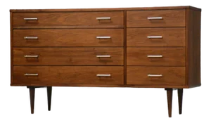 1960s Refinished 57” Walnut Biscayne Dresser by Drexel