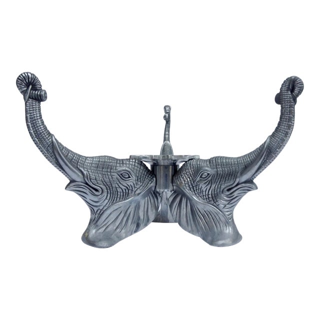 Vintage Arthur Court Pewter Elephant Center Bowl Holder, Display Stand For Sale
