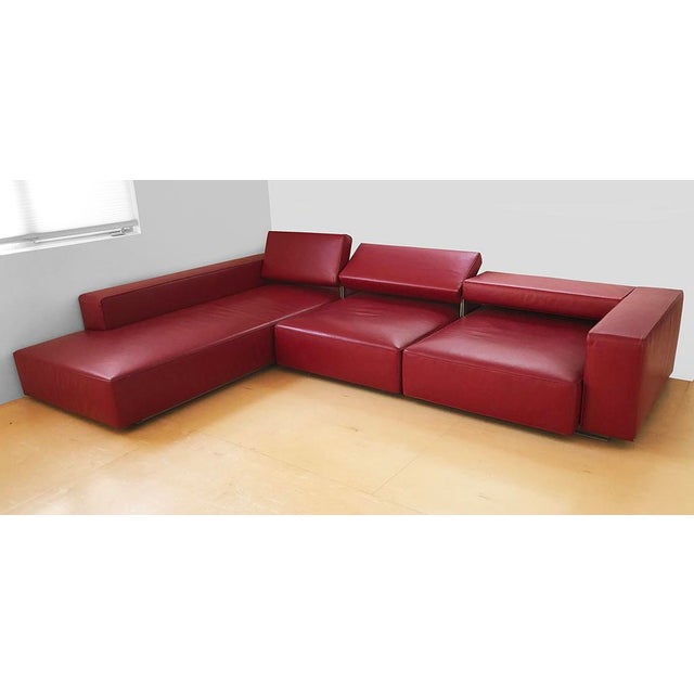 Metal B&b Italia 'Andy' Red Leather Adjustable Sectional, Vintage Early 2000's For Sale - Image 7 of 13