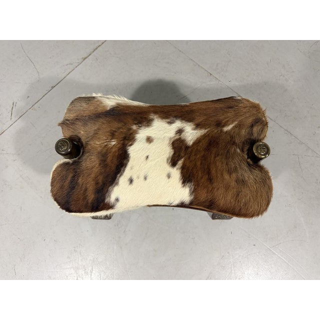 Wood Cowhide Camel Saddle Stool, 1960s For Sale - Image 7 of 12