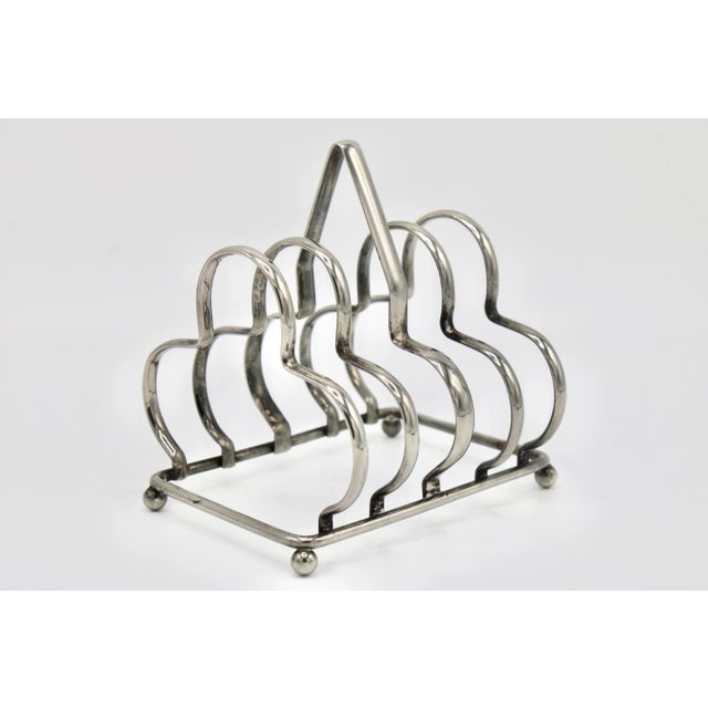 Metal Art Deco Silver-Plate English Toast Rack / Letter Rack For Sale - Image 7 of 8