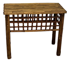 Vintage Pencil Reed Bamboo Side Table