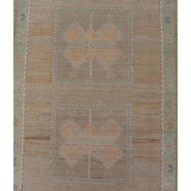 Early 20th Century Vintage Turkish Oushak Runner in Soft Colors 3' X 12' For Sale - Image 5 of 10