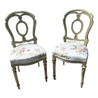 Antique French Louis XVI Painted Side Chairs - A Pair For Sale