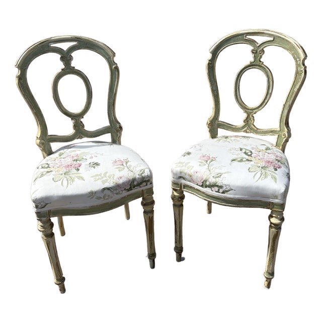 Antique French Louis XVI Painted Side Chairs - A Pair For Sale