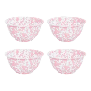 Crow Canyon Home Splatterware, 14 oz. Small Footed Bowls in Pink & White - Set of 4