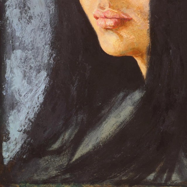 Black 'Portrait of a Young Woman' by Martin Zipin, Philadelphia Modernist, Philadelphia Academy of Fine Arts, Baum School of Art For Sale - Image 8 of 9