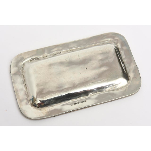 Vintage Small Alpaca Silver and Abalone Salt and Pepper Shakers With Tray For Sale - Image 9 of 9