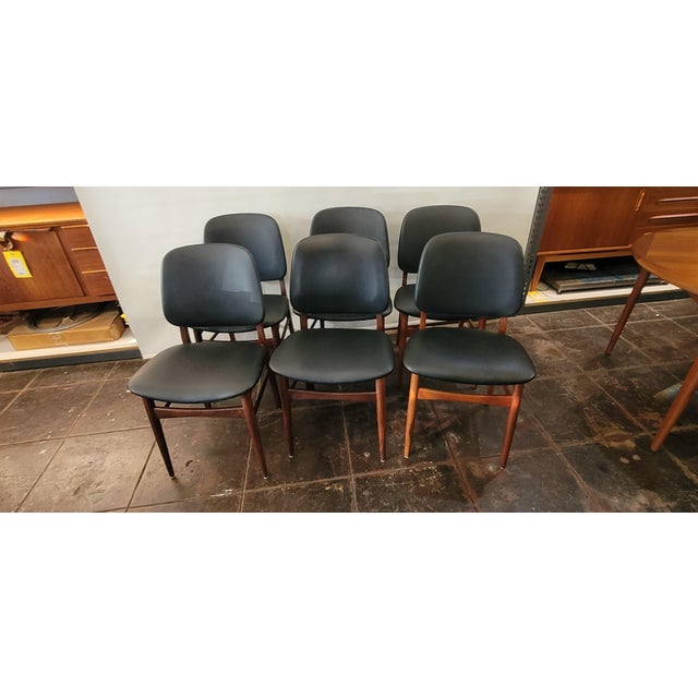 Mid Century Danish Teak Set of 6 Dining Chairs Arne Hovmand Olsen for Art Furniture Denmark For Sale - Image 9 of 9