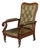 Antique English Mahogany Reclining Armchair with Green Leather Upholstery, 19th Century For Sale
