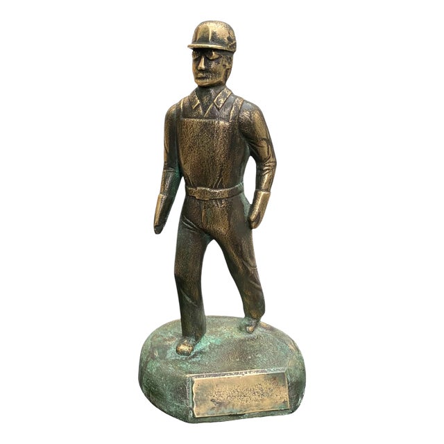 Mid-Century Bronze Industrial Worker Sculpture, 1960s For Sale