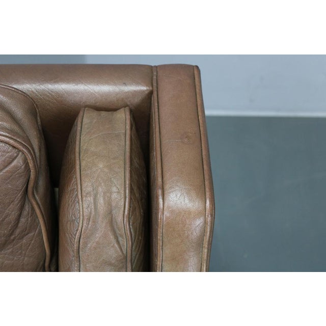 Mid-Century Danish Three-Seat Brown Leather Sofa, 1970s For Sale - Image 17 of 18