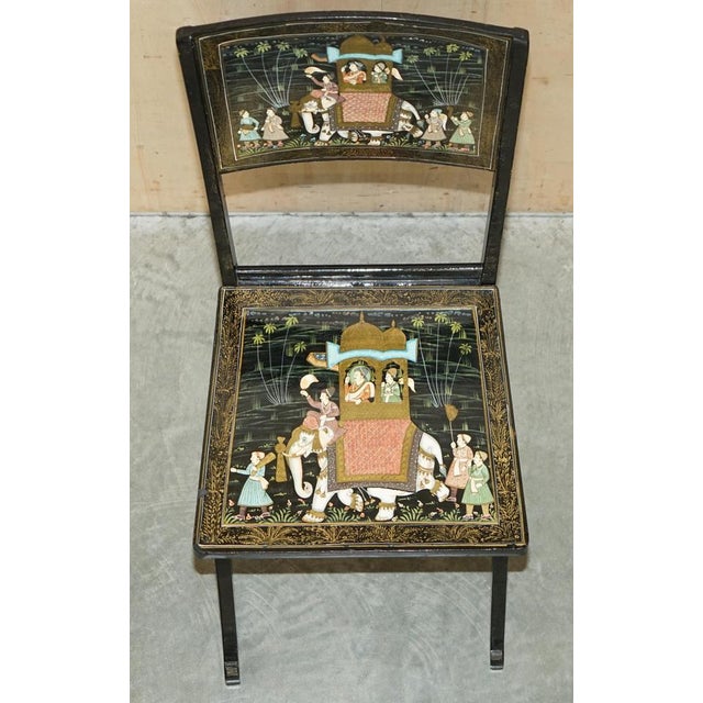 Set of Antique Indian Chinoiserie Campaign Folding Chairs For Sale - Image 18 of 18