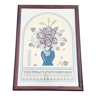 Vintage David Lance Goines “Chez Panisse Fourth Birthday” Poster, 1977 For Sale