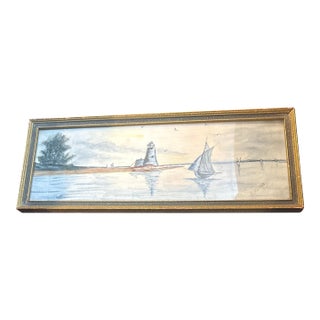 1920's-1930's Nautical Watercolor Scene Signed A. Reitan For Sale