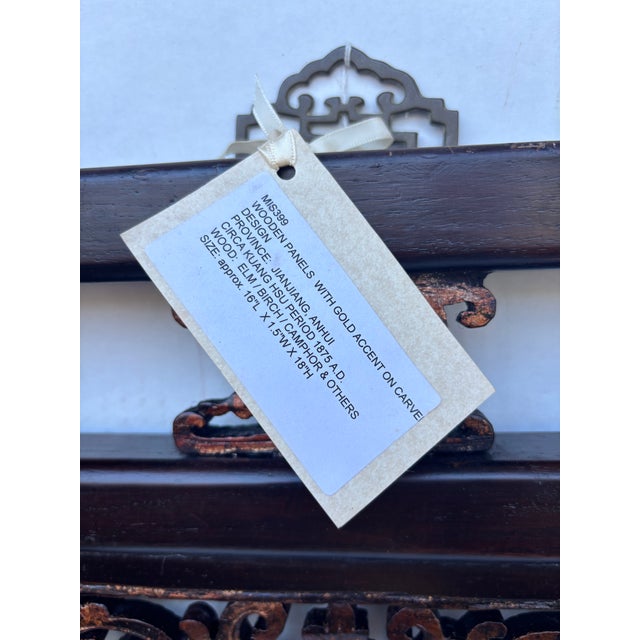 Burgundy 1875 Chinese Hand-Carved Wooden Wall Panels With Certificate of Antiquity , Pair For Sale - Image 8 of 8