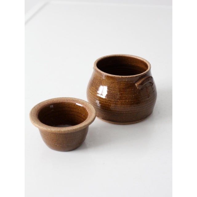 Ceramic Vintage Handmade Studio Pottery Chilled Server & Butter Crock For Sale - Image 7 of 15