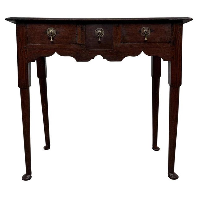 Antique English Oak Side Table with Three Drawers For Sale - Image 12 of 12