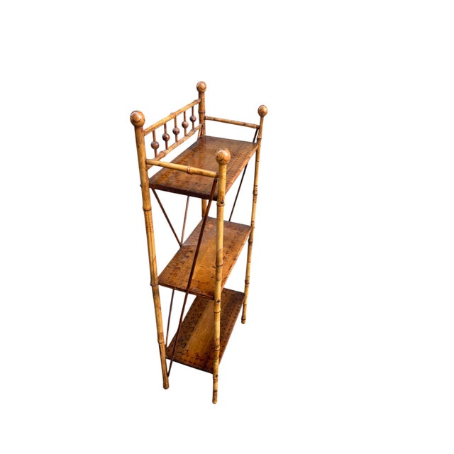 Early 20th Century Victorian English Burnt Bamboo Bookshelf For Sale - Image 11 of 16