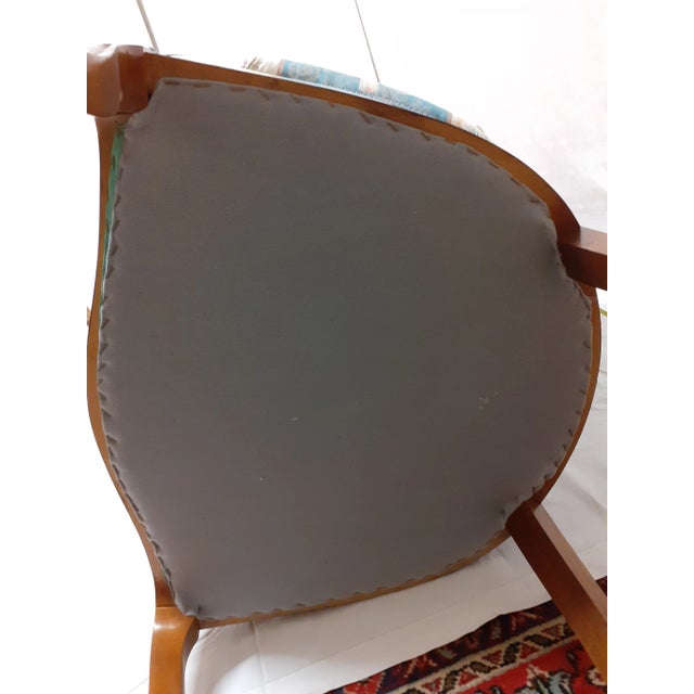 Cerulean Luigi Philippe Style Armchairs in Maple Wood Upholstered For Sale - Image 8 of 10