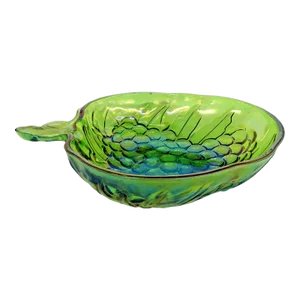 Indiana Carnival Glass Iridescent Green Grape Serving Salad Fruit Bowl
