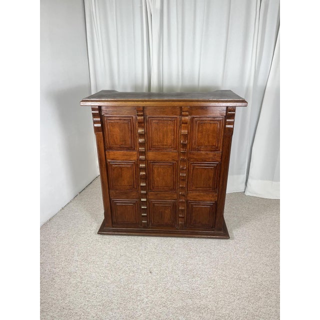 Antique oak counter/bar, 20th century Perfect as a hotel counter or bar in a Brutalist or English-style interior....