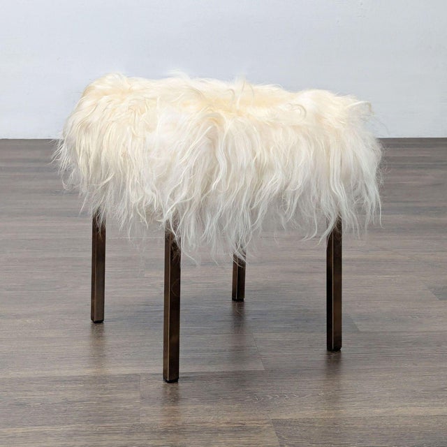 CB2 Cb2 Sheepskin Stool For Sale - Image 4 of 7
