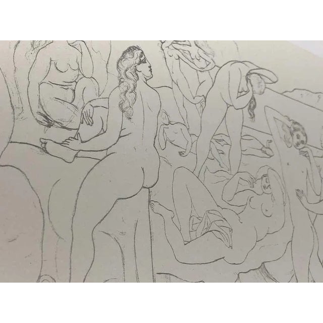 Pablo Picasso Limited Edition Lithograph on woven paper titled: "Bathers" and is Signed in the matrix (Picasso, lower...