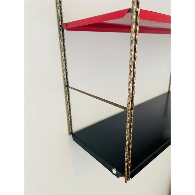 Mid-Century Modern Adjustable Brass and Metal Wall-Mounted Shelf, 1960s For Sale - Image 11 of 18