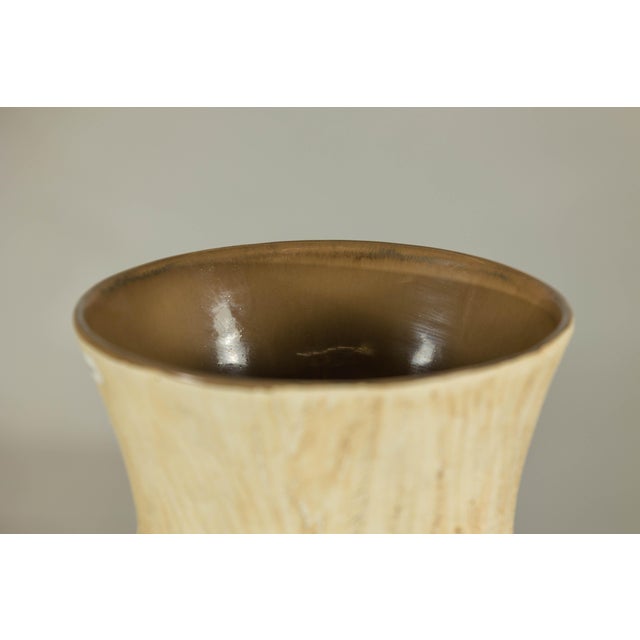 Large Artisan Ceramic Vase with Textured Drip Glaze and Flared Neck For Sale - Image 10 of 18