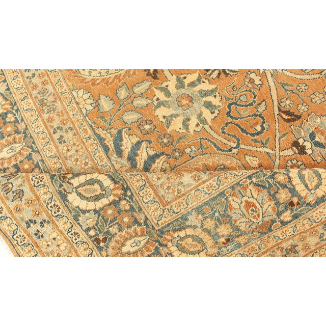 Early 20th Century Persian Tabriz Handmade Wool Rug in Rust and Midnight Blue For Sale - Image 9 of 9