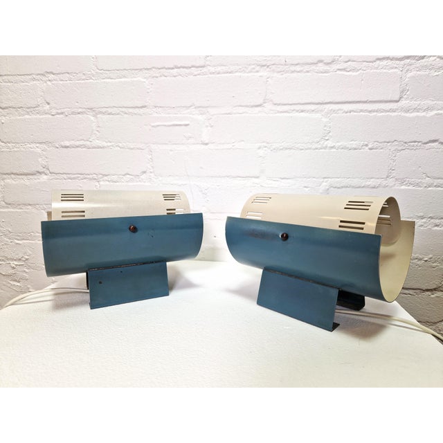 Green Nx45 Wall Lightss attributed to Louis Kalff for Philips, 1960s, Set of 2 For Sale - Image 8 of 13