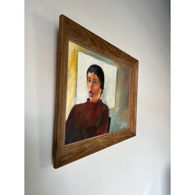 A super Vintage Post Impressionist style oil on canvas painting depicts a young woman portrait. A very evocative period...