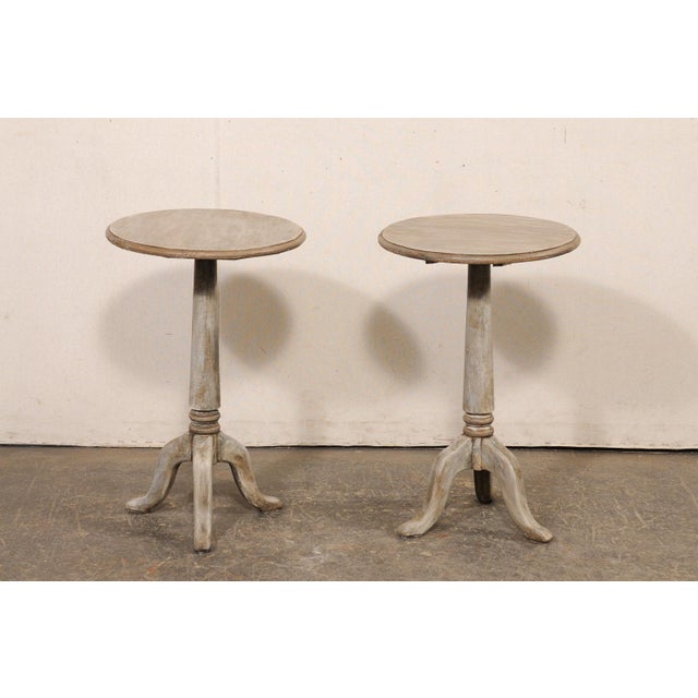 Vintage Round Pedestal Side Tables - A Pair For Sale - Image 4 of 11